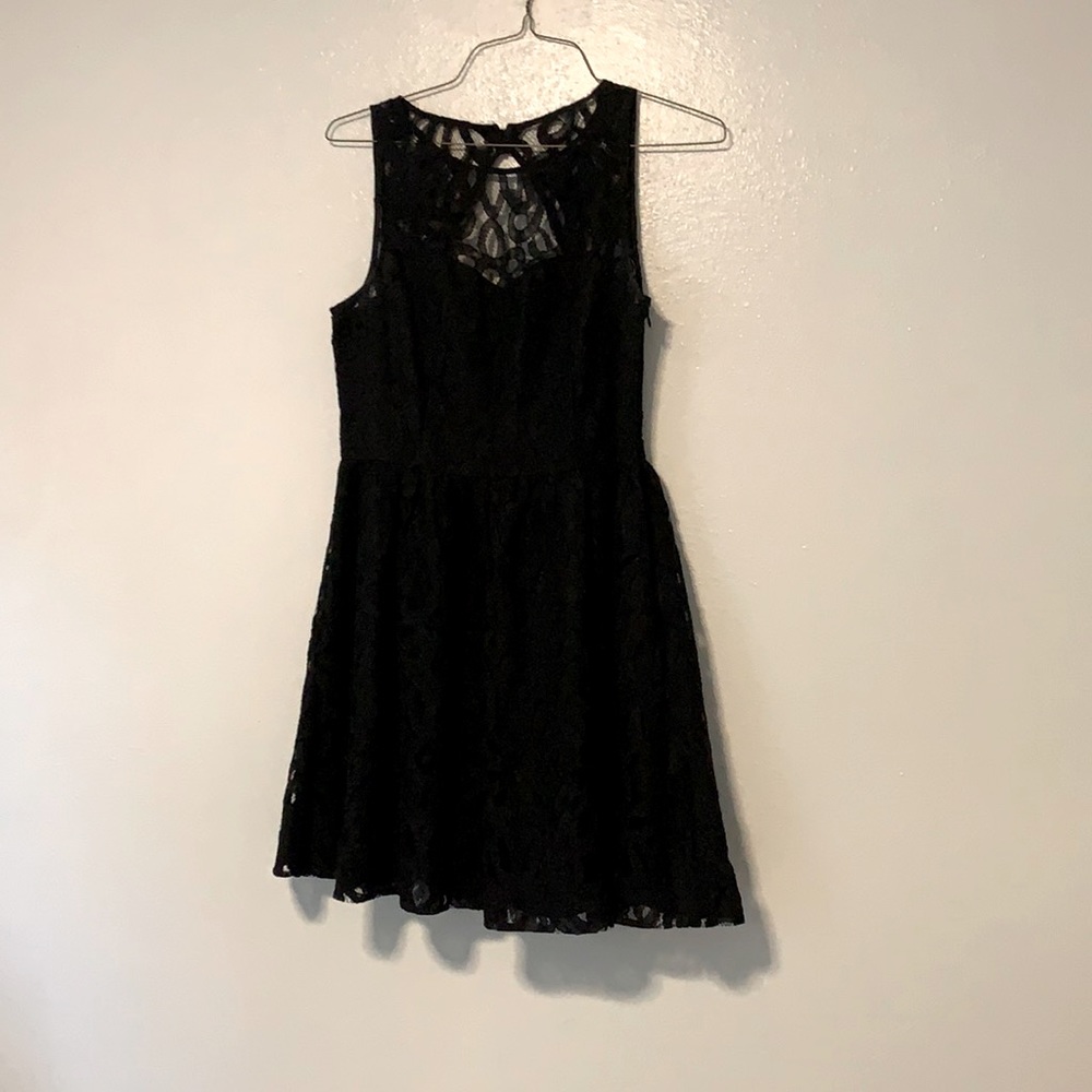 Lace Black Mini A Line Dress